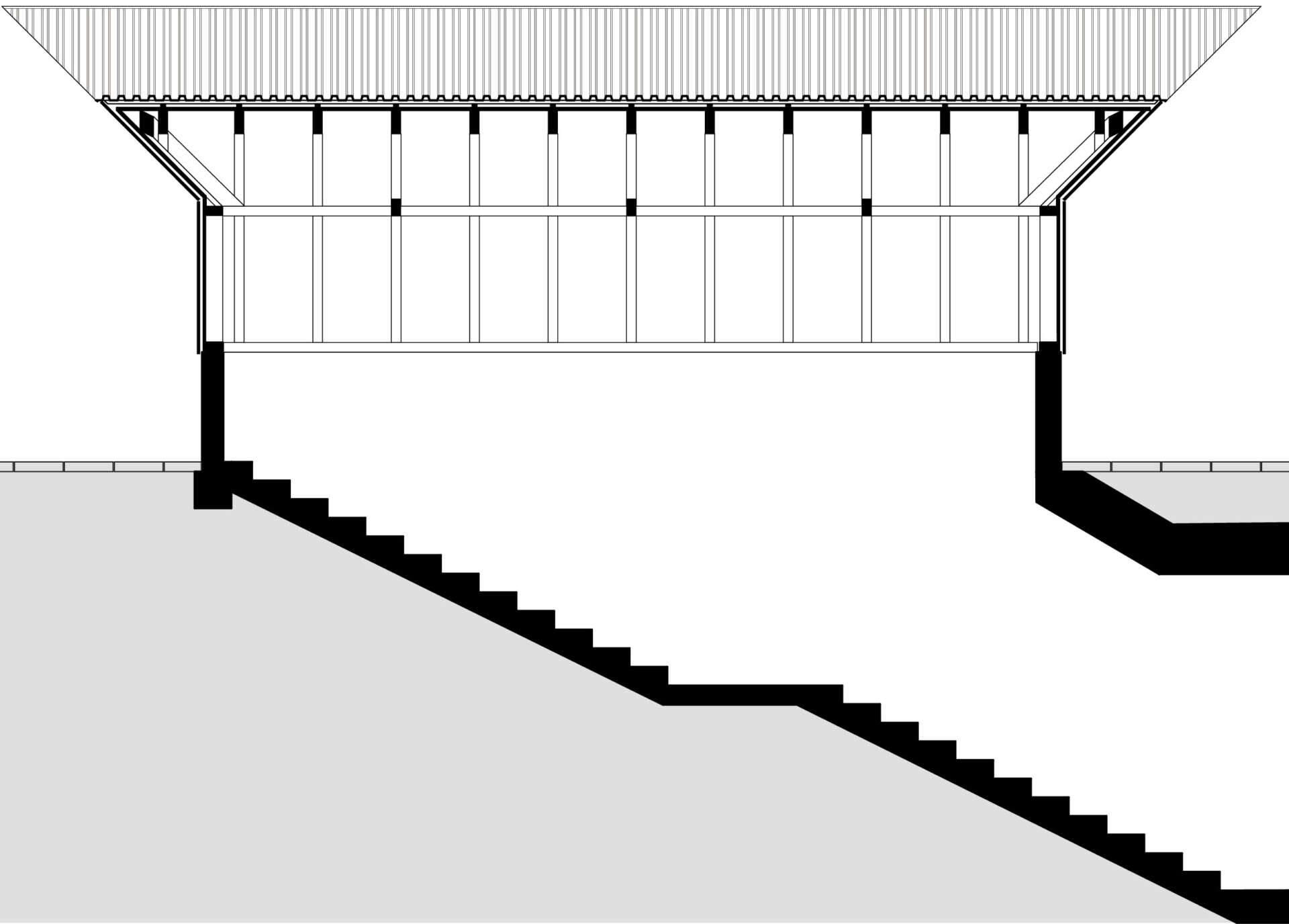 Schnitt durch die Überdachung des Treppenabgangs